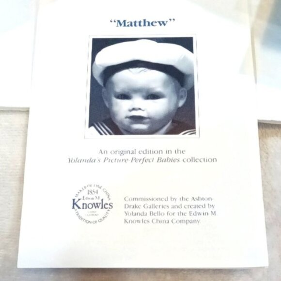 New In Box Edwin M. Knowles China Company "Matthew" Porcelain Doll w/ Documents - Picture 4 of 8